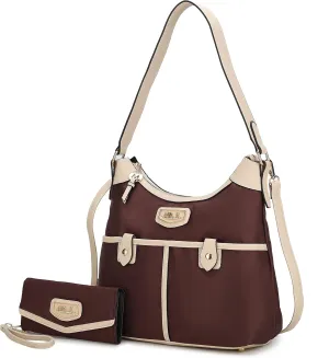 MKF Collection Shoulder Bag for Women, Nylon Handbag Purse, Top-Handle Hobo Bag And Wallet