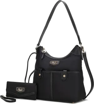 MKF Collection Shoulder Bag for Women, Nylon Handbag Purse, Top-Handle Hobo Bag And Wallet
