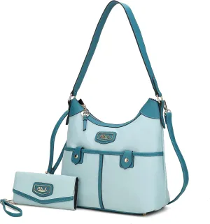 MKF Collection Shoulder Bag for Women, Nylon Handbag Purse, Top-Handle Hobo Bag And Wallet