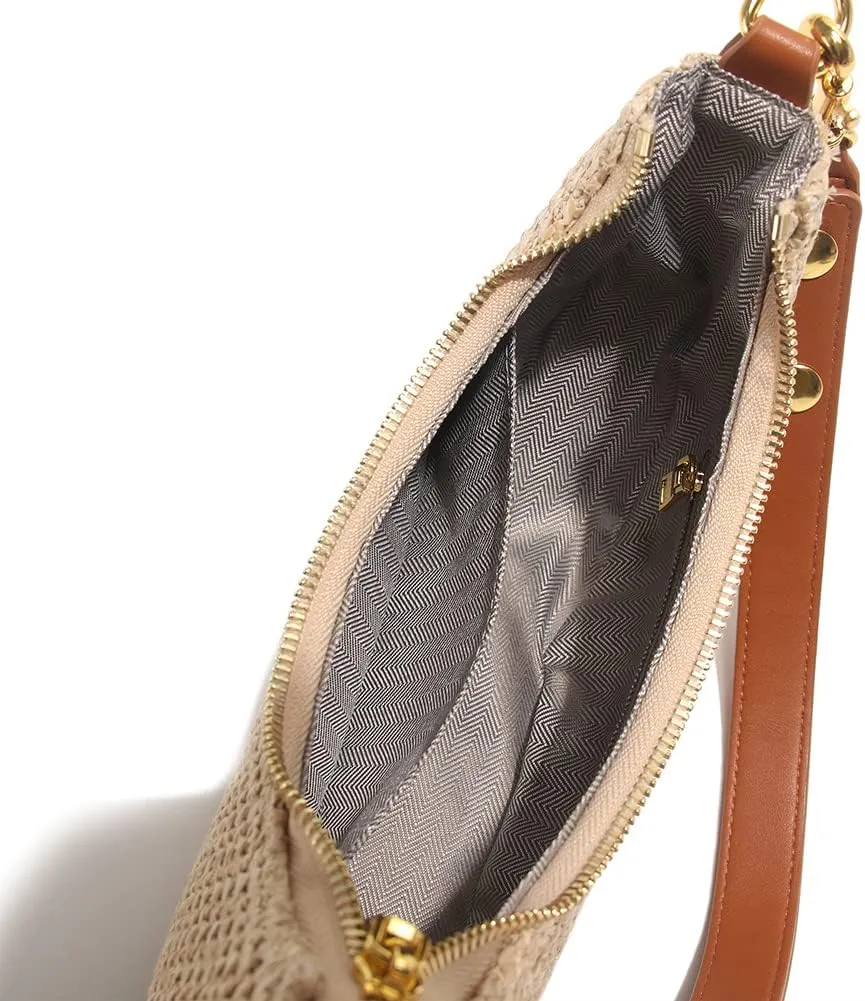 Mn&Sue Women's Leather Shoulder Purses Classic Medium Hobo Tote Bag Moon Crescent Design Ladies Handbag and Purse