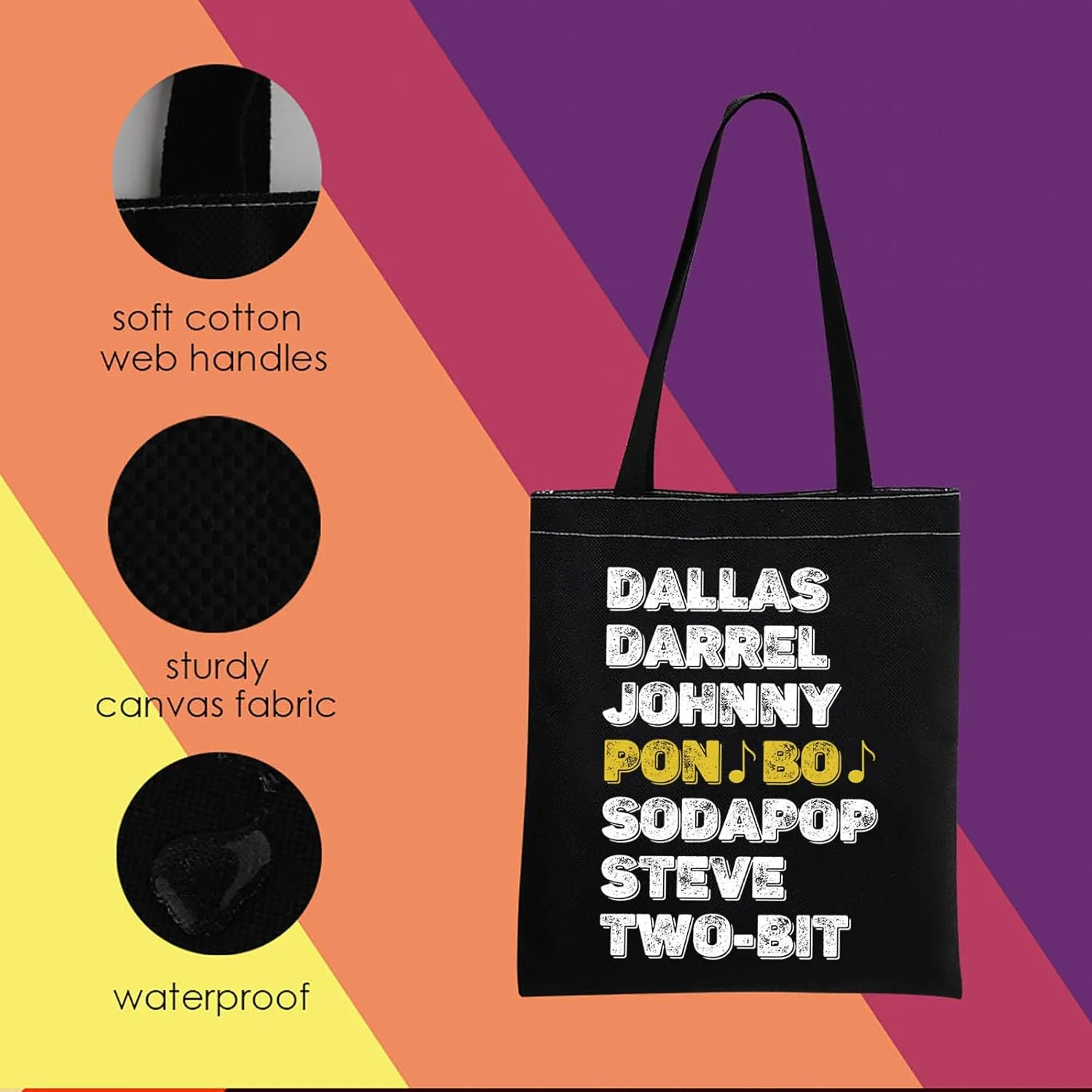 MNIGIU 80s Movie Inspired Tote Bag - Outsiders Broadway Musical Fans Stay-Gold Gift For Her