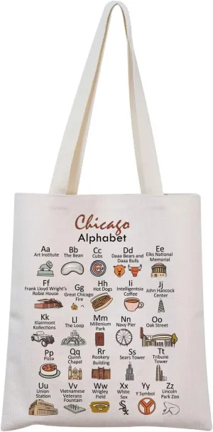 MNIGIU Chicago Canvas Tote Bag - Eco Tote Bag, Reusable Welcome Bag