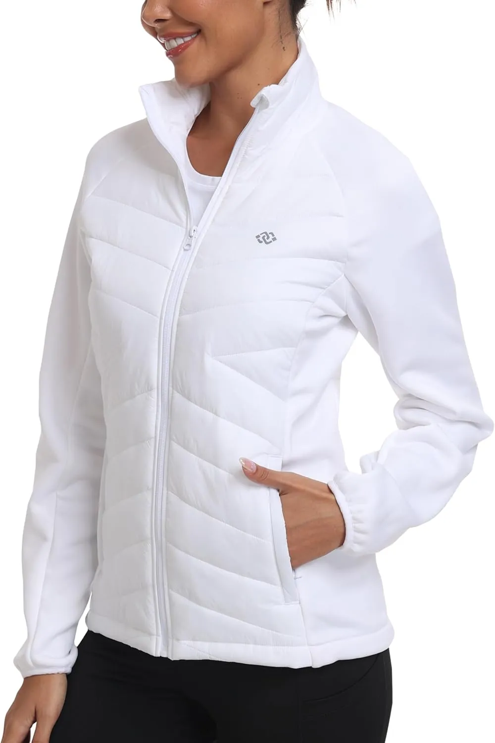 MoFiz Womens Lightweight Insulated Hiking Jacket Fleece Lined Thermal Hybrid Softshell Full Zip Winter Fall Running Coat