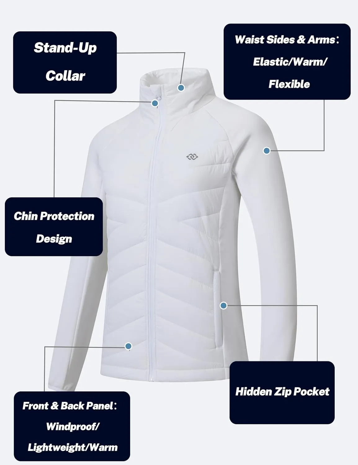 MoFiz Womens Lightweight Insulated Hiking Jacket Fleece Lined Thermal Hybrid Softshell Full Zip Winter Fall Running Coat