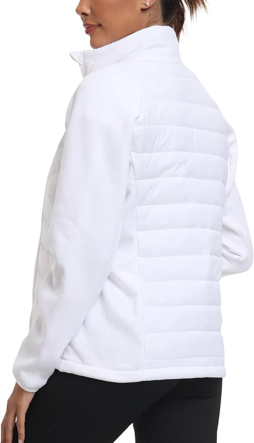MoFiz Womens Lightweight Insulated Hiking Jacket Fleece Lined Thermal Hybrid Softshell Full Zip Winter Fall Running Coat