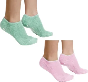 Moisturizing Socks, 2 Pairs Silicone Gel Socks for Cracked Heels & Dry Feet for Women, Soft Feet Moisturizer Spa & Lotion Pedicure Socks for Foot Treatment & Repair Overnight, Pink   Mint