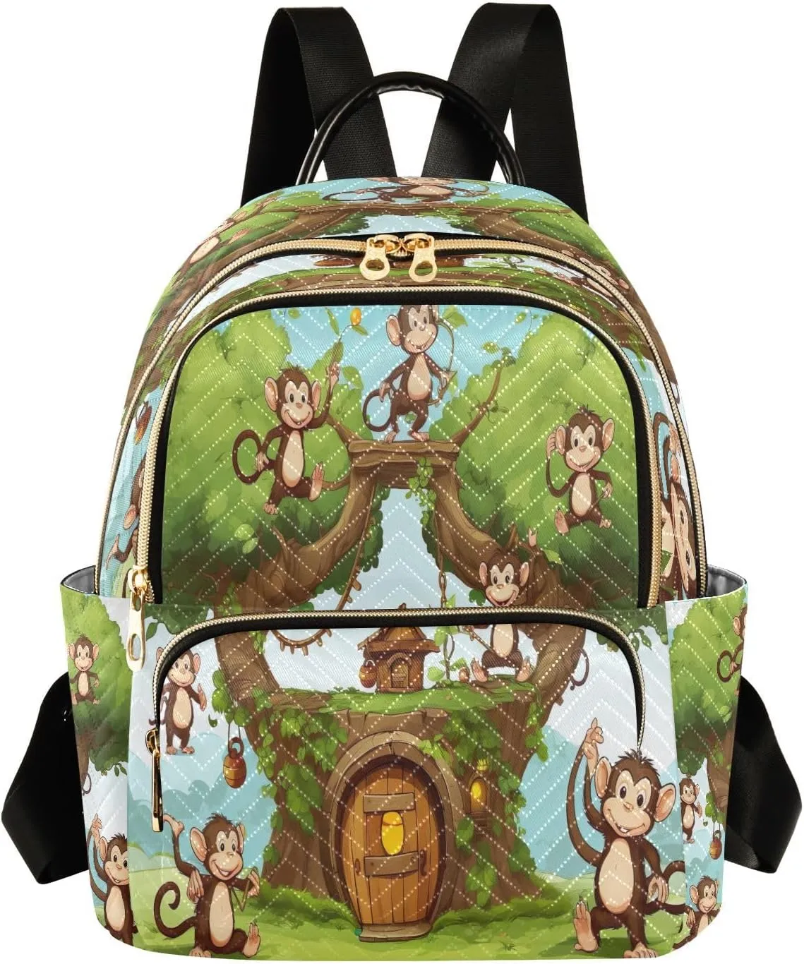 Monkey Tree House Backpack Purse for Women Fashion Small Mini Daypack Purse for Lady Anti-theft Shoulder Bag Sports Hiking Ladies Daypack
