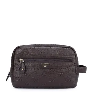 Monogram Wax Leather Vanity Pouch - Chocolate