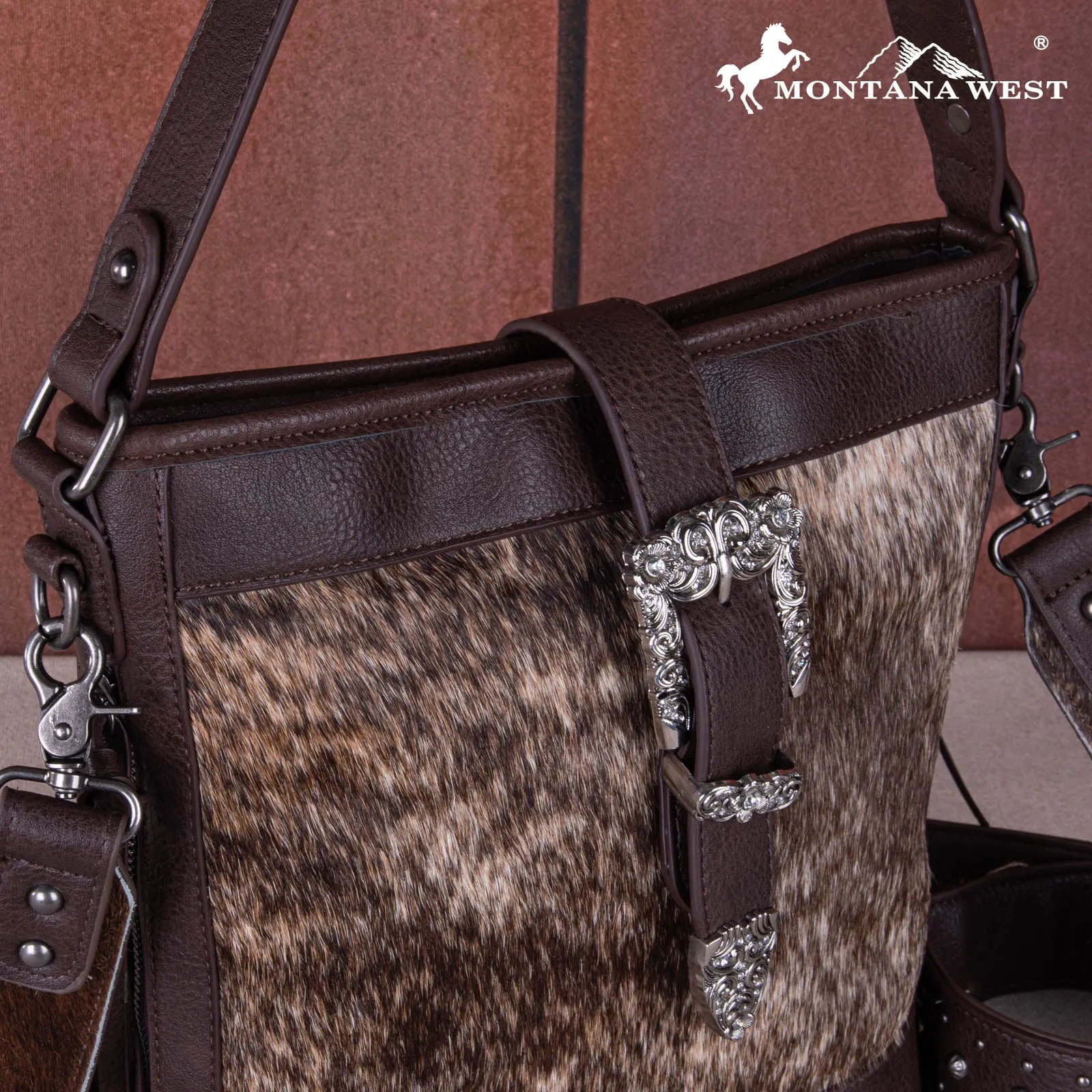 Montana West Buckle Cowhide Tote