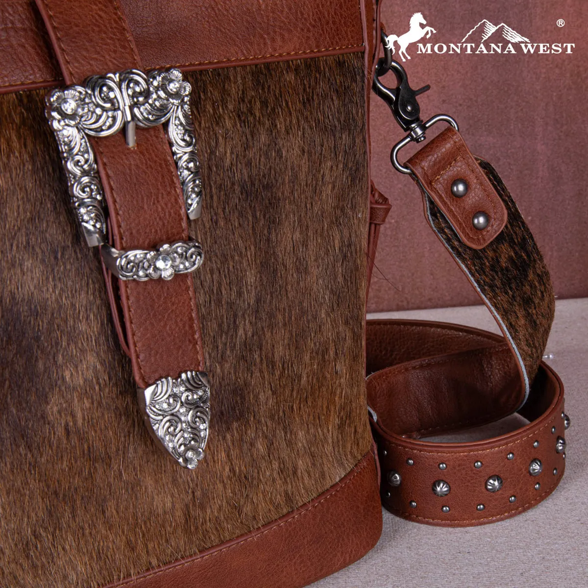 Montana West Buckle Cowhide Tote
