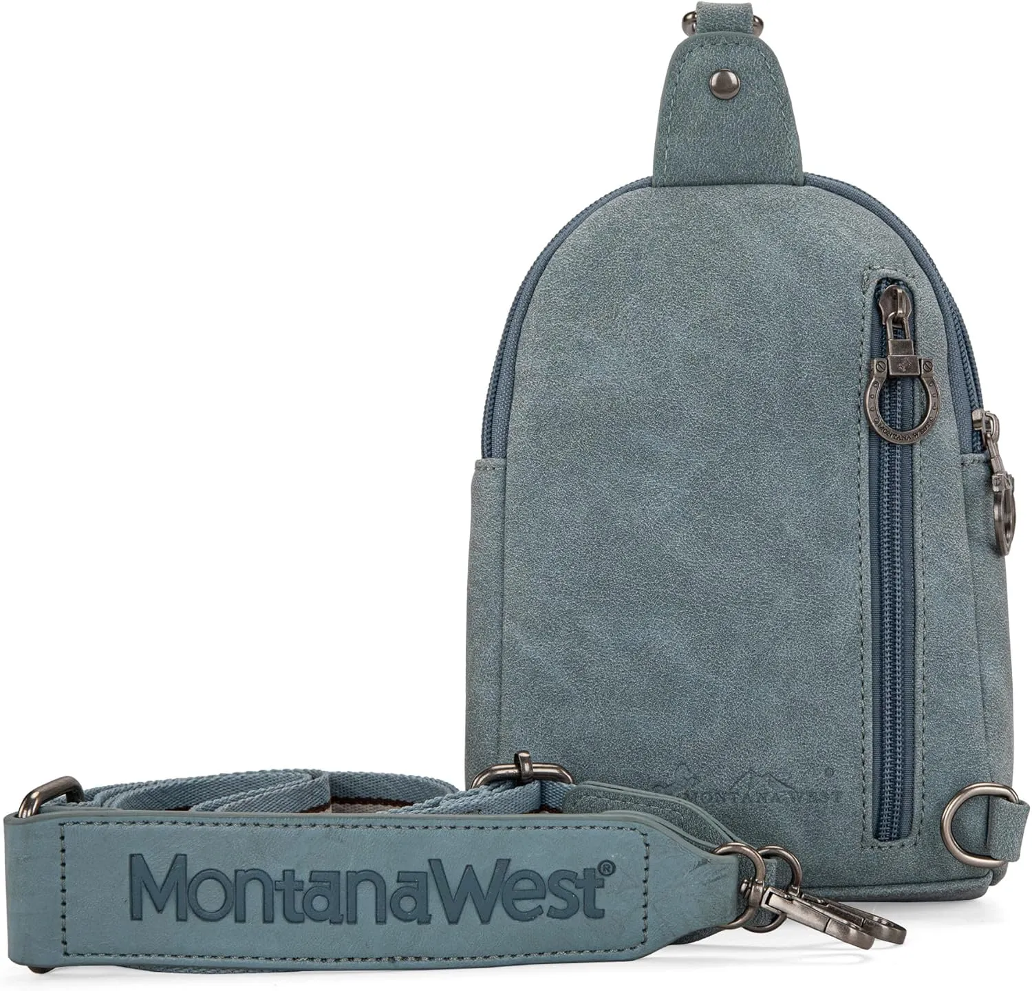 Montana West Cowhead Flora Western Sling Bag for Women Embroidery Cross Body Bag Fanny Pack with Wide Guitar Strap
