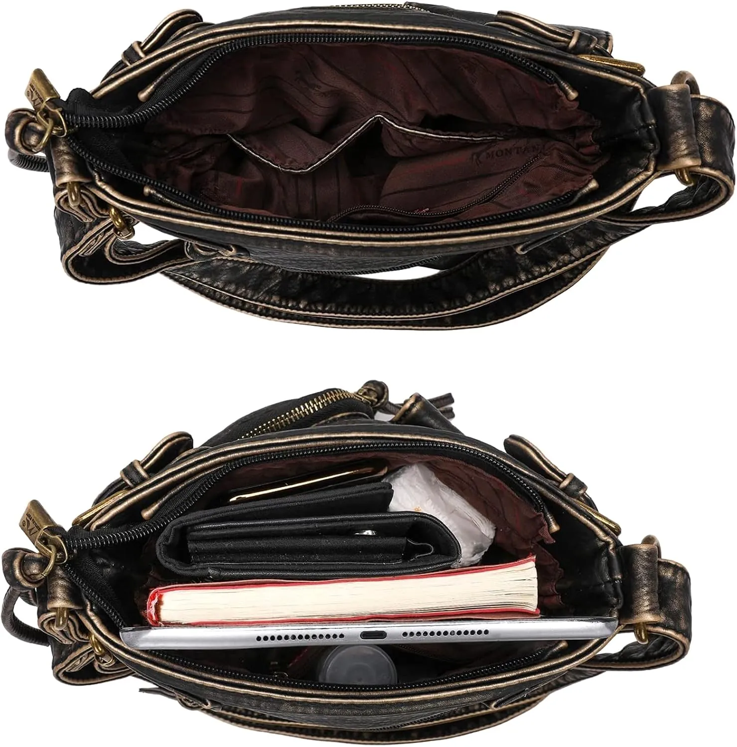 Montana West Crossbody Bag for Women Multi Pocket Shoulder Medium Travel Purses Ultra Soft Washed Leather