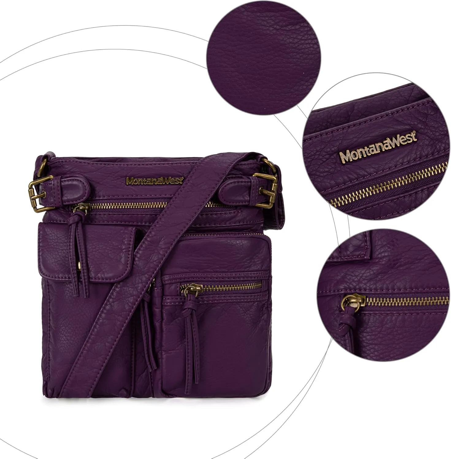 Montana West Crossbody Bag for Women Multi Pocket Shoulder Medium Travel Purses Ultra Soft Washed Leather