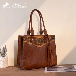 Montana West Tooled Fringe Tote Bag