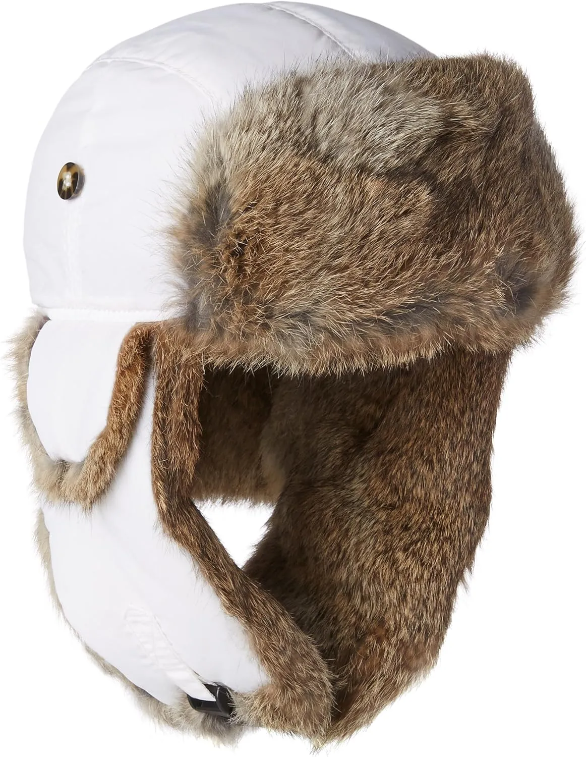 Moss Green Waxed Cotten with Brown Faux Fur Hunting Trapper Bomber Hat