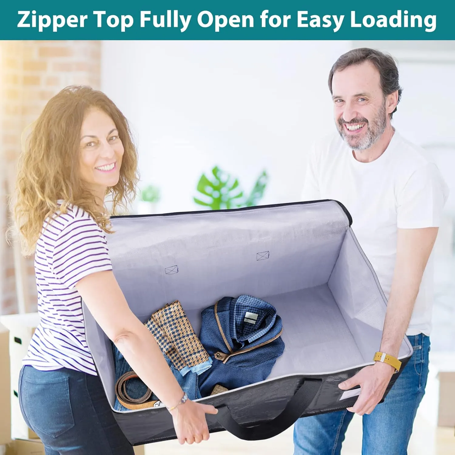 Moving Boxes Heavy Duty Moving Bags with Strong Zippers and Handles Collapsible Moving Supplies, Storage Totes for Packing & Moving Storing 93L,8-Pack