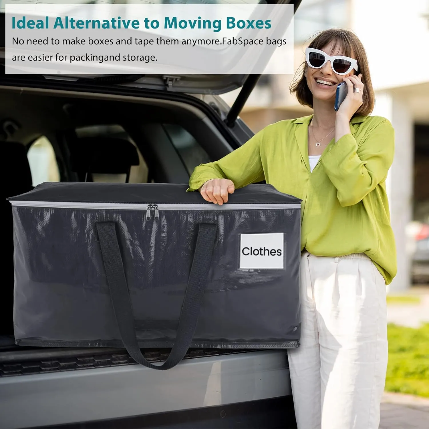 Moving Boxes Heavy Duty Moving Bags with Strong Zippers and Handles Collapsible Moving Supplies, Storage Totes for Packing & Moving Storing 93L,8-Pack