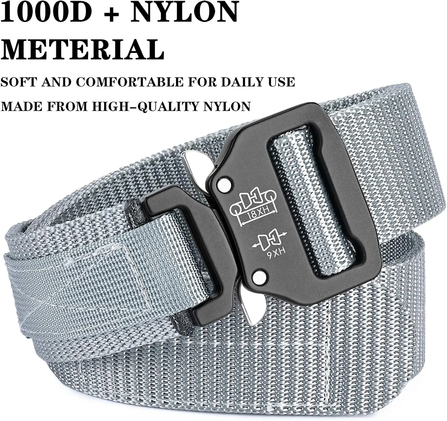 MOZETO Tactical Belts for Men 1.5" Nylon EDC CCW Gun Belt for Concealed Carry Holsters with Heavy Duty Quick Release Buckle