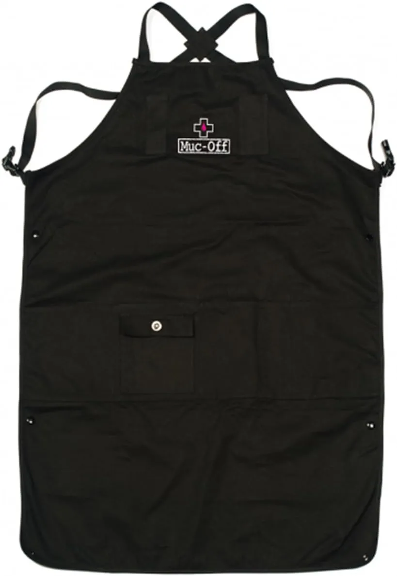 Muc-Off Workshop Apron - Unisex, Adjustable Length Black Apron with Front Pocket - Perfect for Protecting Clothes During Bike Cleaning and Maintenance, one Size