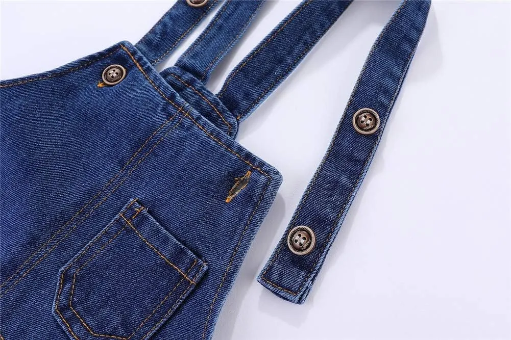 Mud Kingdom Little Boys Cute Denim Overalls Adjustable Straps