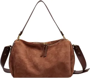 Mudono Handbags for Women Soft Suede Shoulder Tote Bag Casual Hobo Crossbody Purse Vintage Spacious Top Handle Satchel Bags
