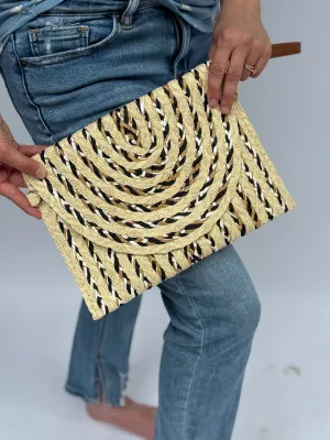 multi color woven clutch