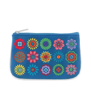 Multi Flower Coin Pouch - Blue