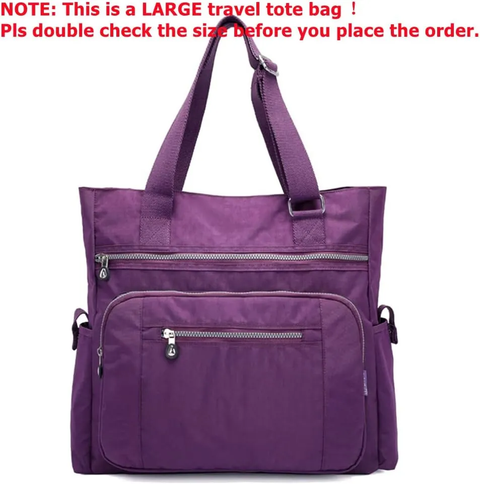 Multi Pocket Nylon Totes Handbag Large Shoulder Bag Travel Purse Bags For Women