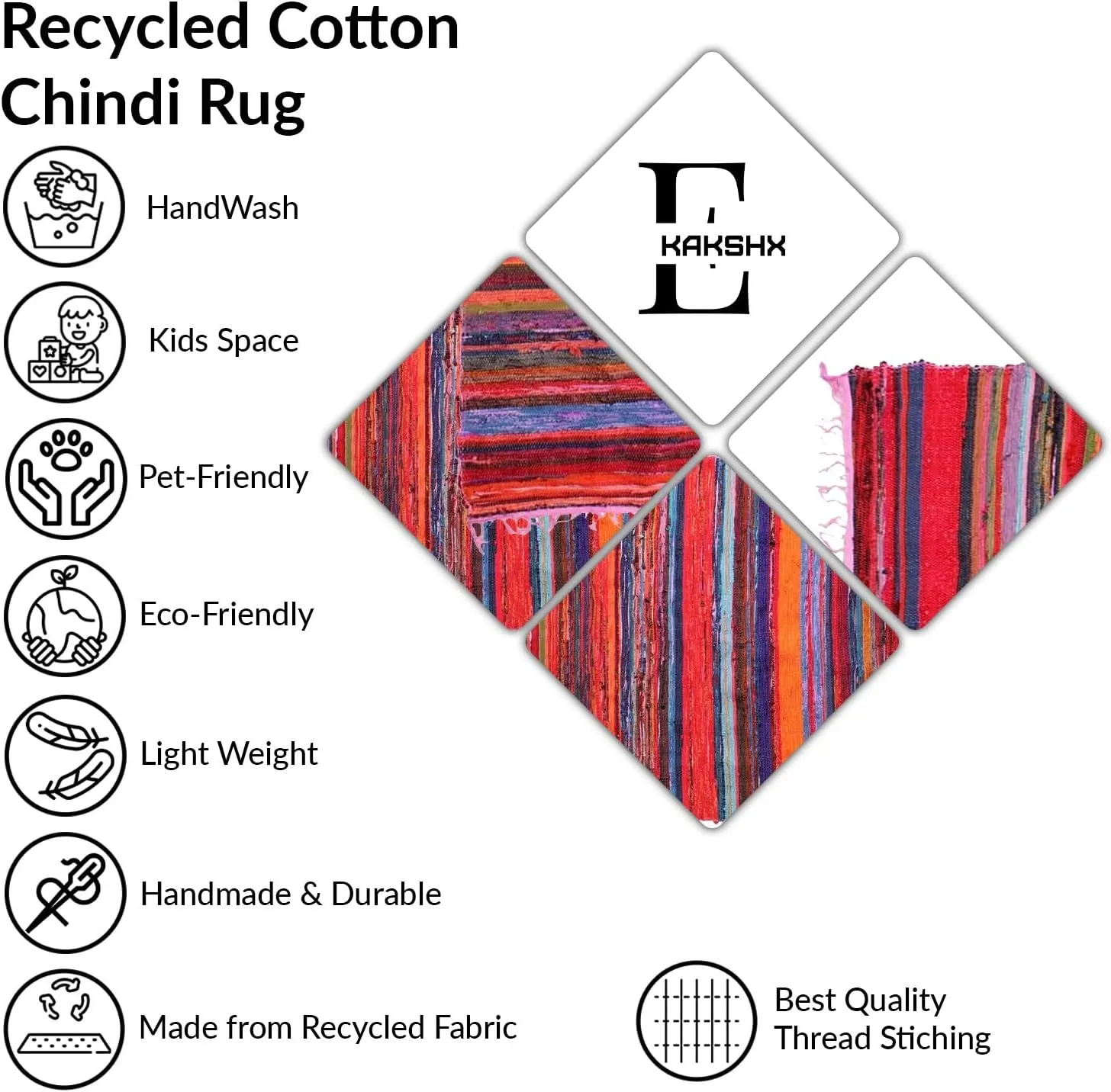 Multicolor Living Room Rugs, Runner Rugs 4 * 6', Recycled Chindi Rugs for entryway, Hand Woven Area Rugs, Kitchen Rugs, Boho Area Rug, Room Rug, Runner Rag Rug, Rustic Rug 48 * 72 Inch (Pink Colour)