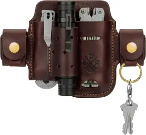 Multitool Sheath & Flashlight Holster, Leather EDC Pouch for Belts Also fits Knife and Keys - Compatible with Full Size Leatherman, Gerber, SOG Multitools