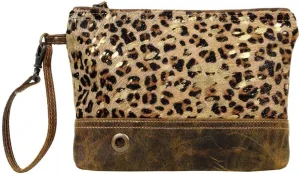 Myra Bag Pouch Delight Canvas And Cowhide Bag Upcycled Canvas, Leather & Cowhide S-2582