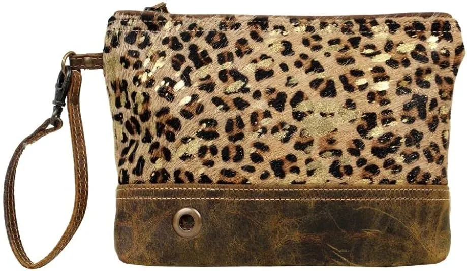 Myra Bag Pouch Delight Canvas And Cowhide Bag Upcycled Canvas, Leather & Cowhide S-2582