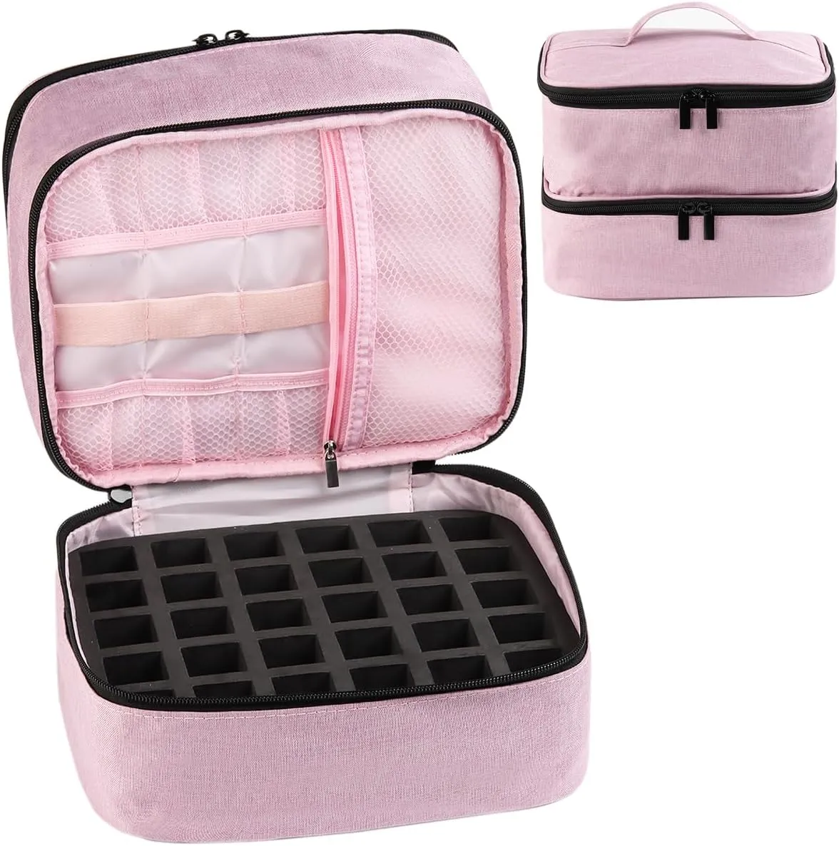 Nail Polish Organizer, Carrying Case Holds 30 Bottles (15ml - 0.5 fl.oz) and Nail Lamp Dryer, Professional Storage Organizer Holder, Manicure Kit Storage Bag