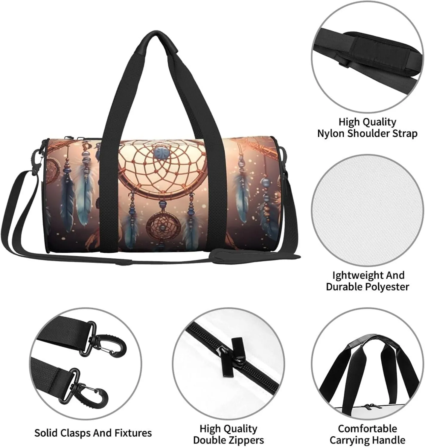 Native American Dream Catcher Travel Duffle Bag for Men Women Sport Gym Bag Foldable Weekender Bag Carry on Overnight Bag for Travel Swimming Basketball