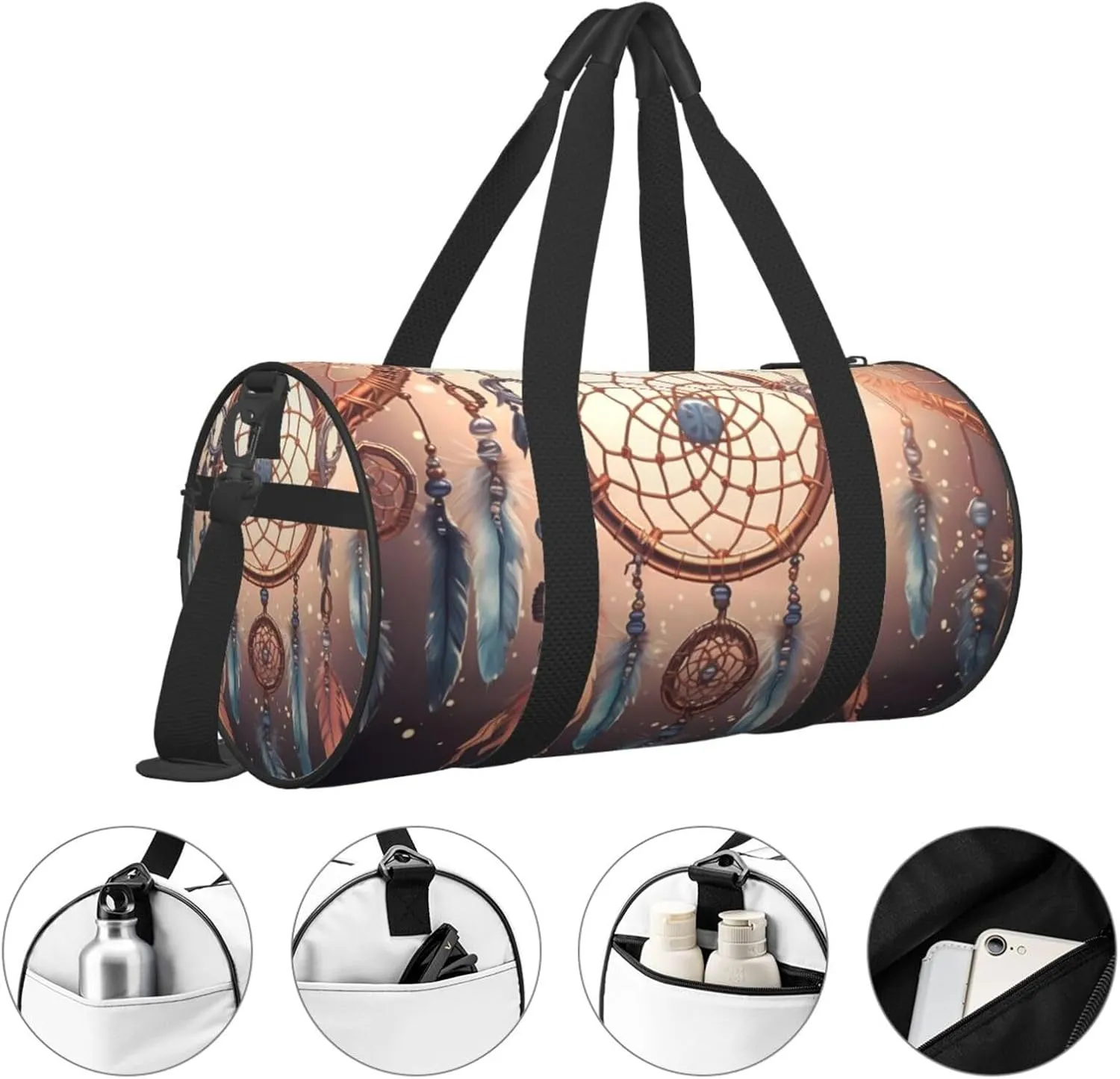 Native American Dream Catcher Travel Duffle Bag for Men Women Sport Gym Bag Foldable Weekender Bag Carry on Overnight Bag for Travel Swimming Basketball
