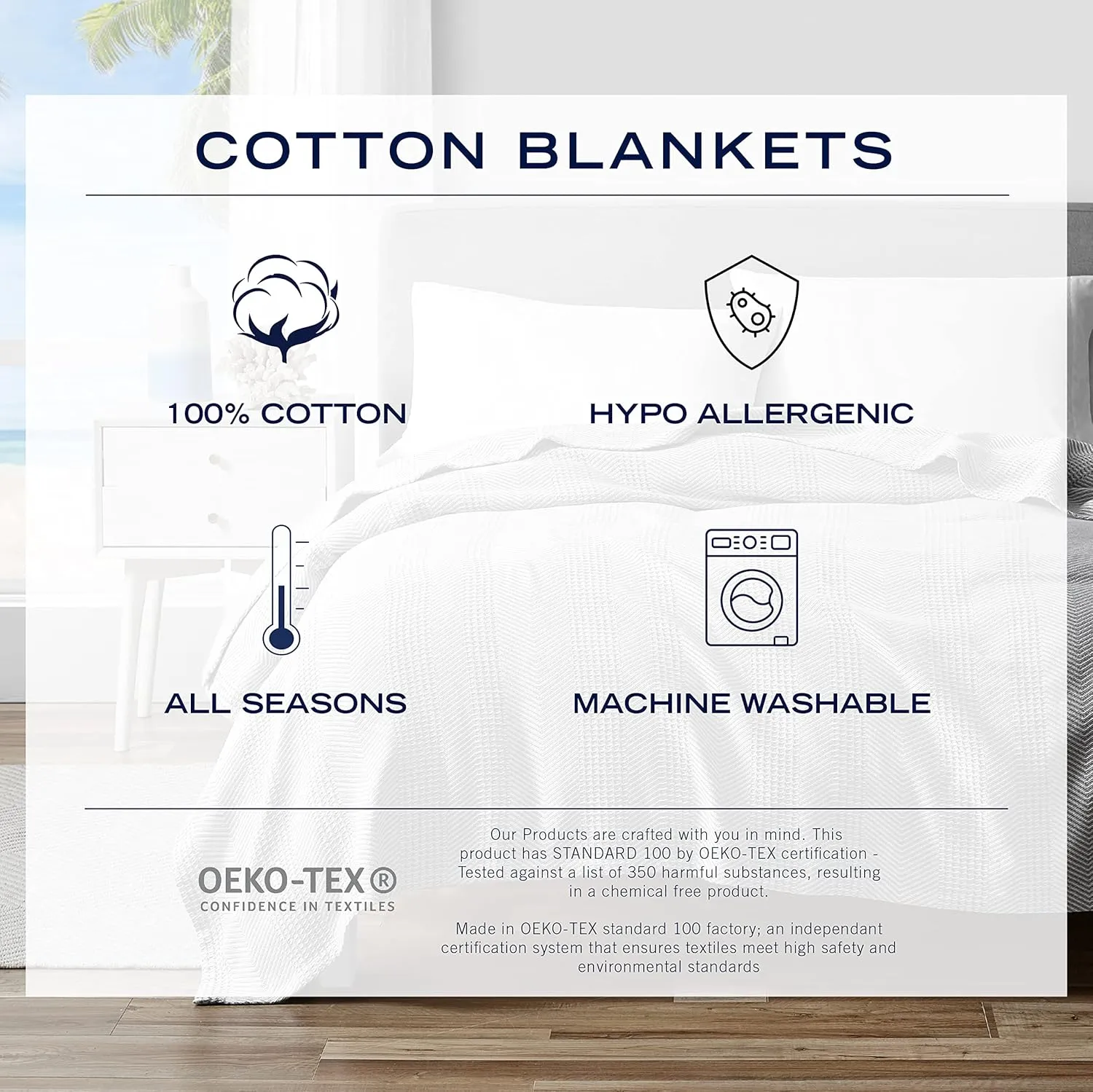 Nautica - Twin Blanket, Ring Spun Cotton Bedding, Medium-Weight for All Seasons, Dorm Room Essentials, Oeko-Tex Certified (Chevron Grey)