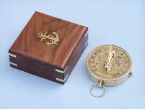 nauticalshoppee Antique Brass Admiral's Compass with Wooden Case – Vintage Nautical Maritime, Functional Navigation Tool for Hiking, Camping and Travel Use