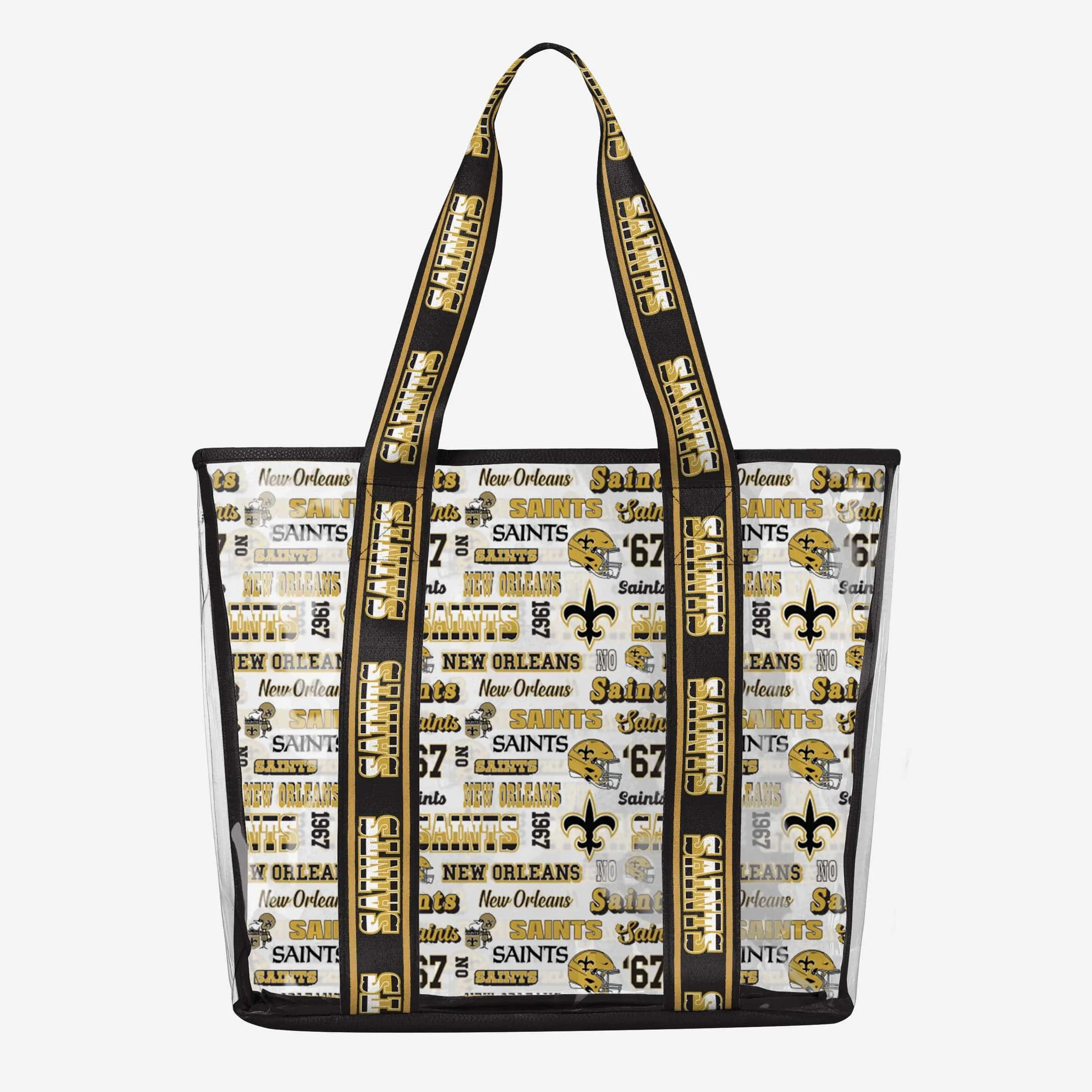 New Orleans Saints Repeat Retro Print Clear Tote Bag