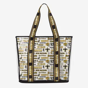 New Orleans Saints Repeat Retro Print Clear Tote Bag