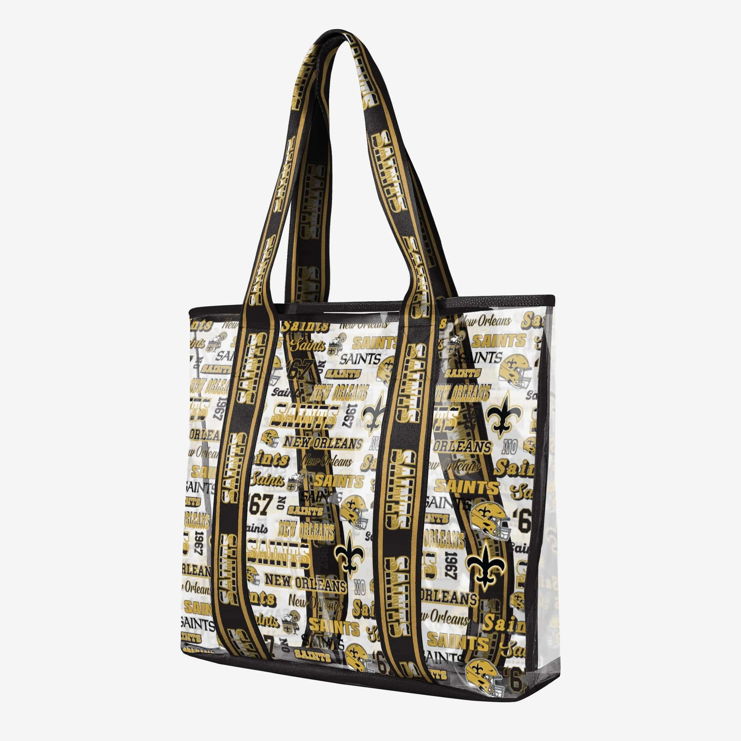 New Orleans Saints Repeat Retro Print Clear Tote Bag