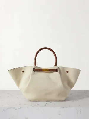 New York leather-trimmed canvas tote