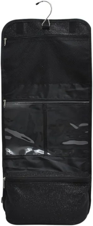 NGIL Glitter Travel Hanging Toiletry Bag for Cheerleaders and Dance Teams, Toiletry Organizer and Toiletry Bag for Women, Cosmetic Travel Bag(Glitter-Black)