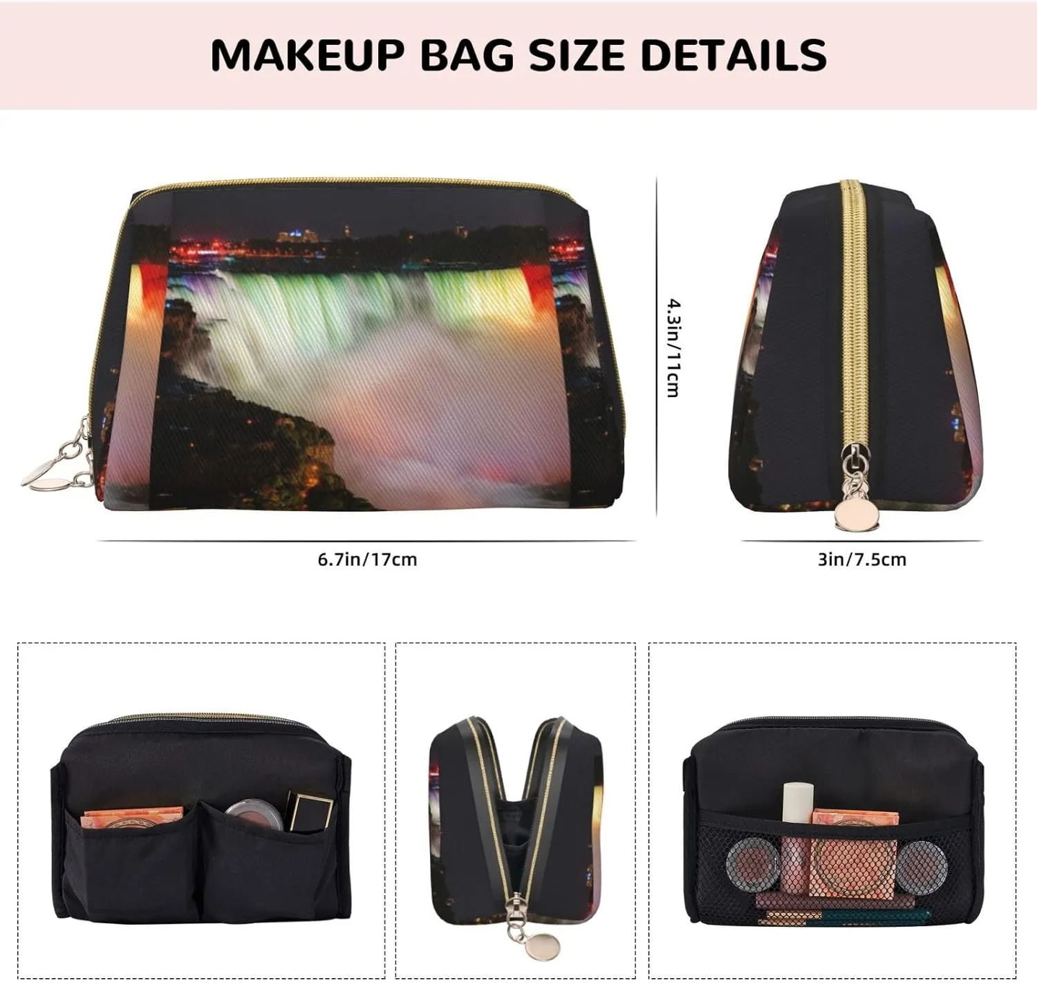 Niagara Falls Toiletry Pouch, Travel-Friendly Makeup Organizer For Makeup Brushes, Lipsticks