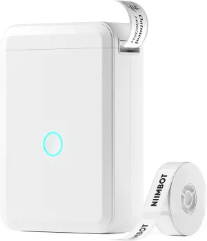 NIIMBOT D110 Label Maker Machine with Label, Small Label Printer Bluetooth Connection Multiple Templates Available for Phone Easy to Use for Office Home Organization Rechargeable White