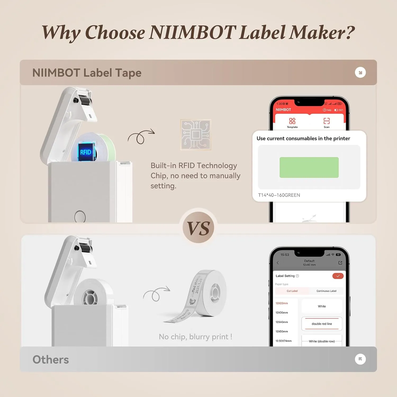 NIIMBOT D110 Label Maker Machine with Label, Small Label Printer Bluetooth Connection Multiple Templates Available for Phone Easy to Use for Office Home Organization Rechargeable White
