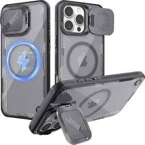 Nillkin 16 Pro Max Case with Stand, Eco-Friendly iPhone 16 Pro Max Case Made from Plants, Compatible with MagSafe, Drop Protection, Translucent Back Bumper Phone Case iPhone 16 Pro Max 6.9-Inch Black