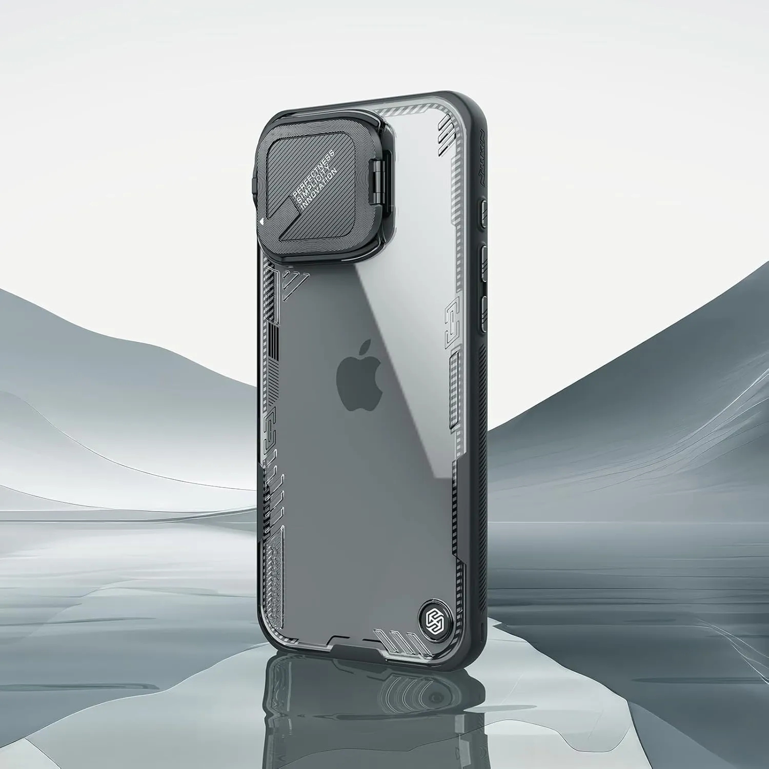 Nillkin 16 Pro Max Case with Stand, Eco-Friendly iPhone 16 Pro Max Case Made from Plants, Compatible with MagSafe, Drop Protection, Translucent Back Bumper Phone Case iPhone 16 Pro Max 6.9-Inch Black