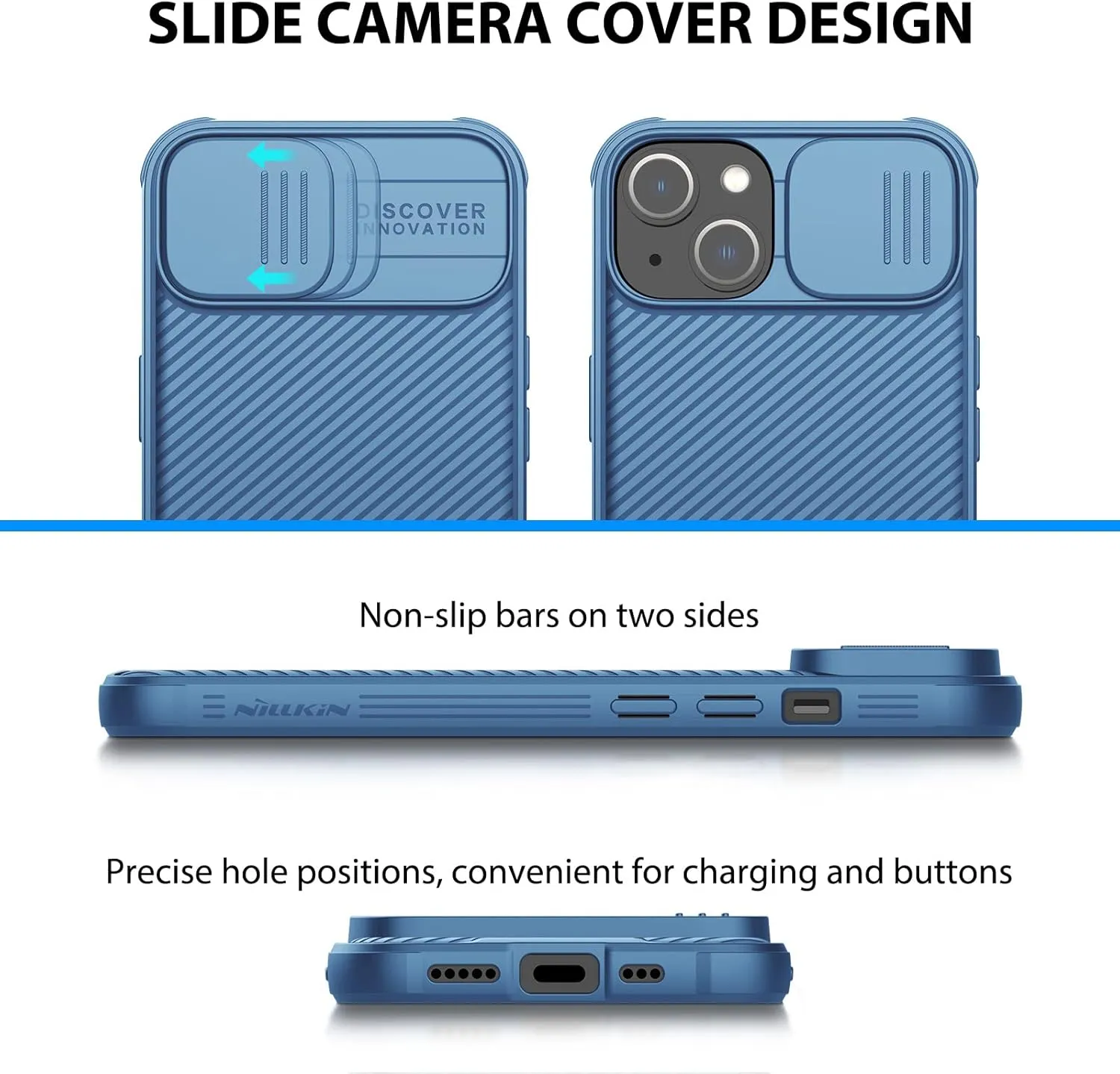 Nillkin for iPhone 14 Plus case, CamShield Pro Case for iPhone 14 Plus Phone Case with Slide Camera Cover, Back Cover Compatible with iPhone 14 Plus 5G case 6.7'' (Blue)