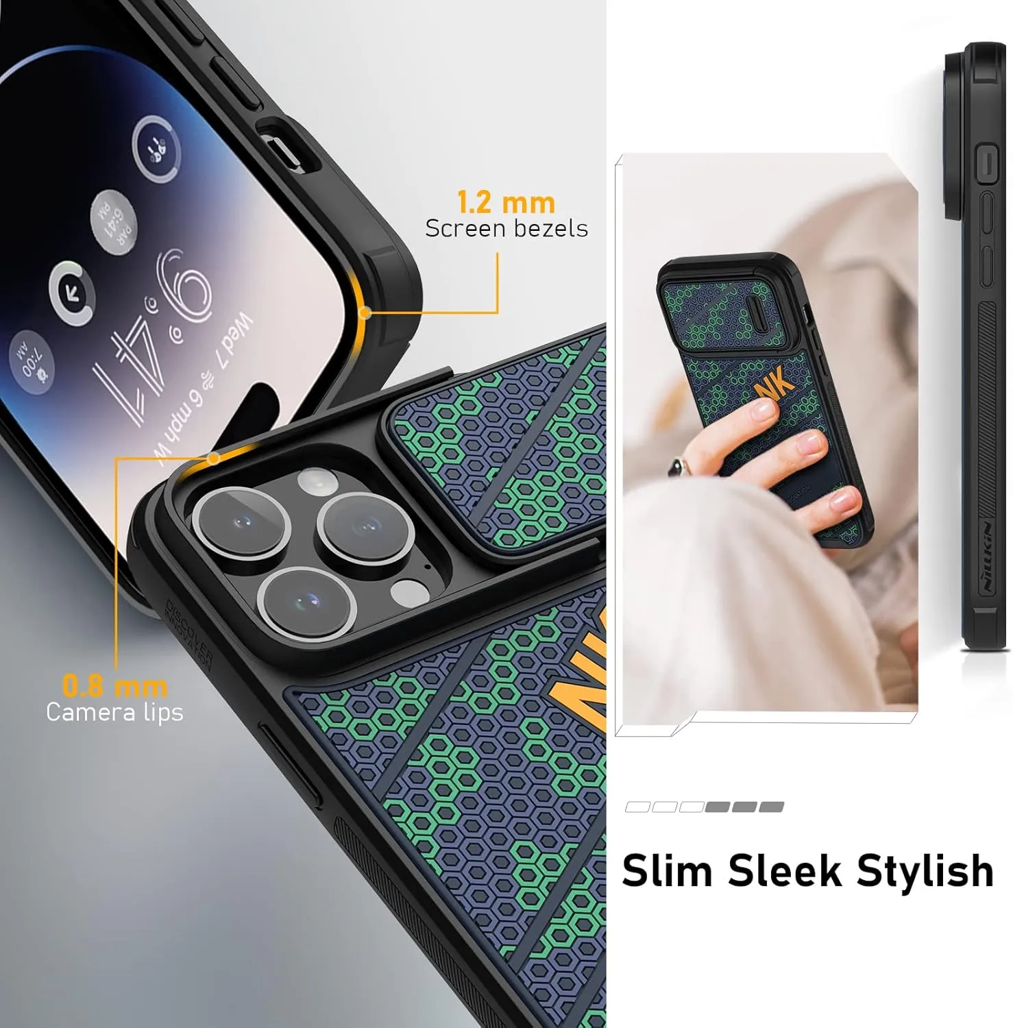 Nillkin for iPhone 14 Pro Magnetic Case with Camera Cover, Compatible with MagSafe, CamShield Pro Magnetic 14 Pro 5G Car Mount Case 6.1’’, Built-in Magnet Circle