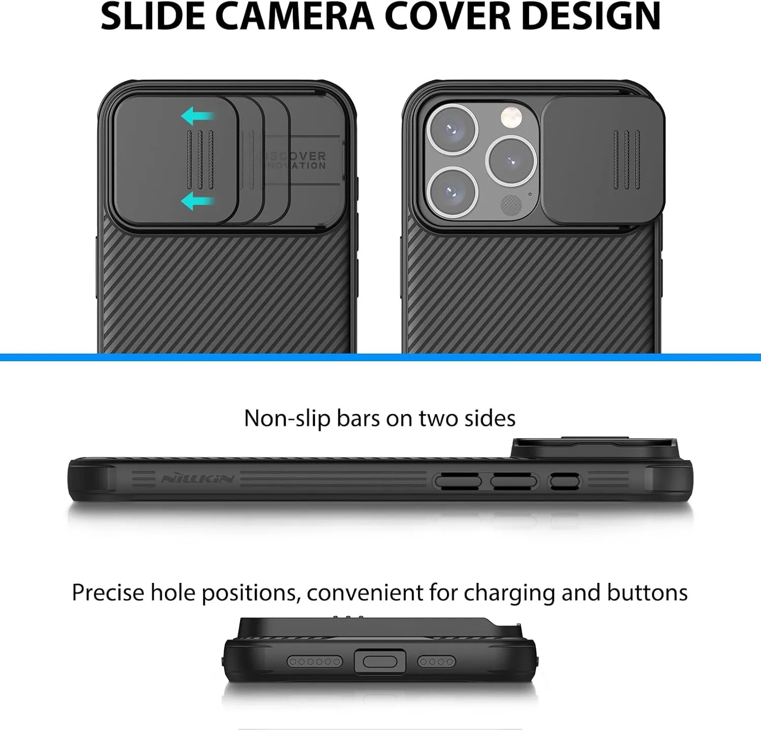 Nillkin for iPhone 15 Pro MagSafe Case, CamShield Pro with 5G Car Mount, 6.1'' (Black, Cam Cover)